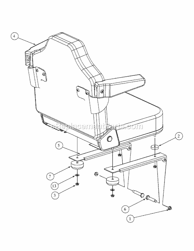 Seat Assembly Diagram and Parts List for M48-HN 53AB5E6V750-20-HP Cub Cadet Lawn Tractor